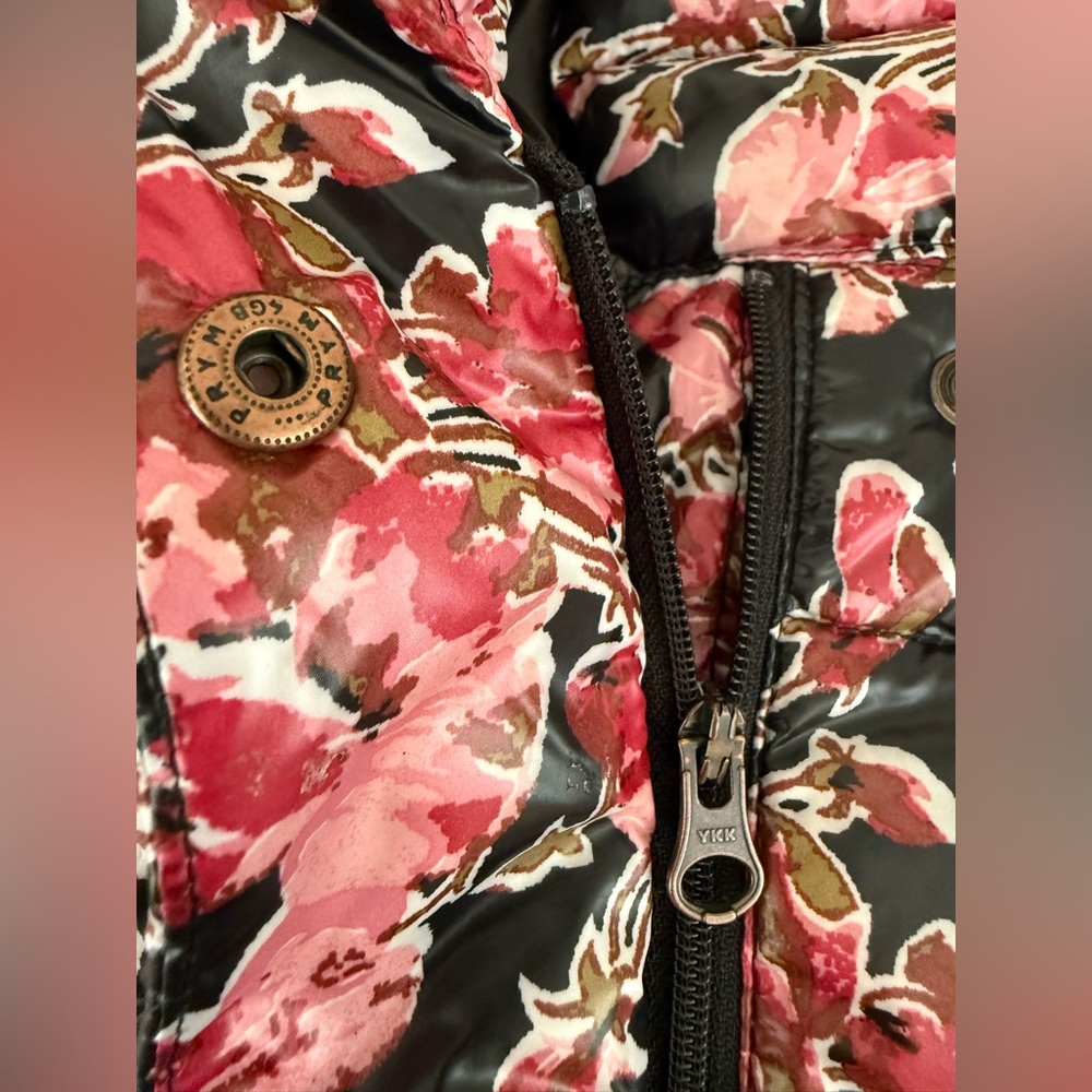 🆕 NWT Lands’ End packable black floral down puffer jacket women’s petite medium